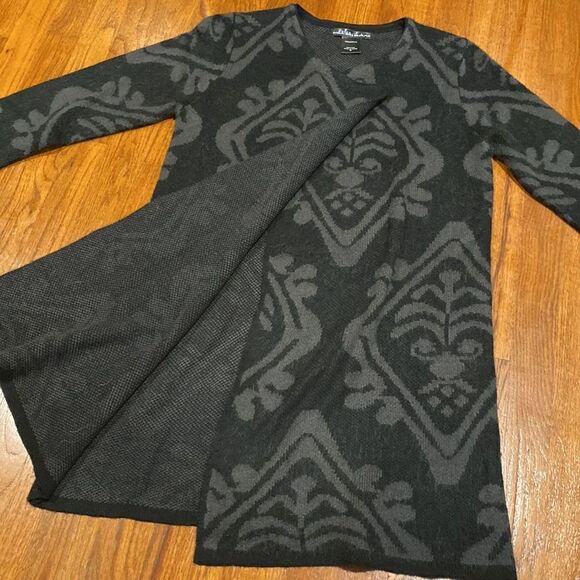 United States Sweaters Black/Gray Print Long Cardigan Wrap - Size M - Picture 12 of 12